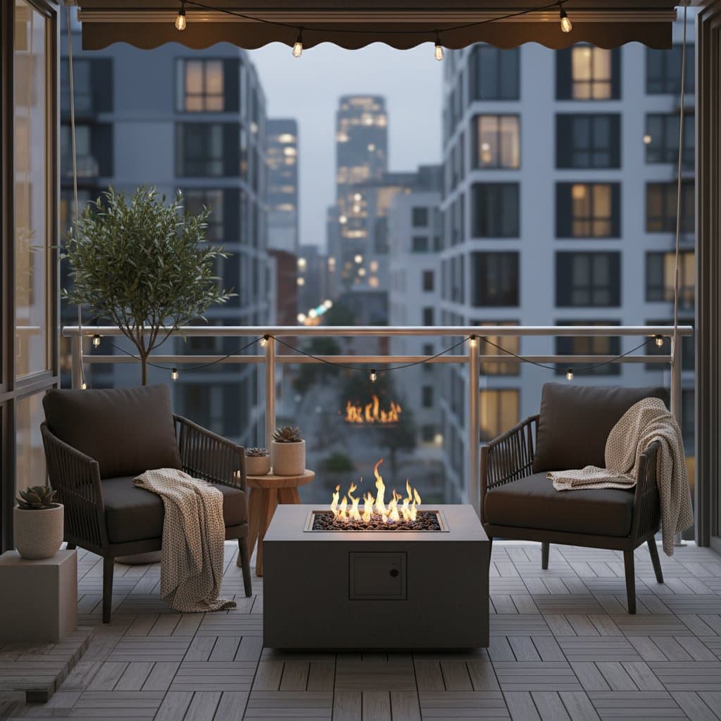 Featured image for Compact Fire Tables Extend Balcony Season Year-Round