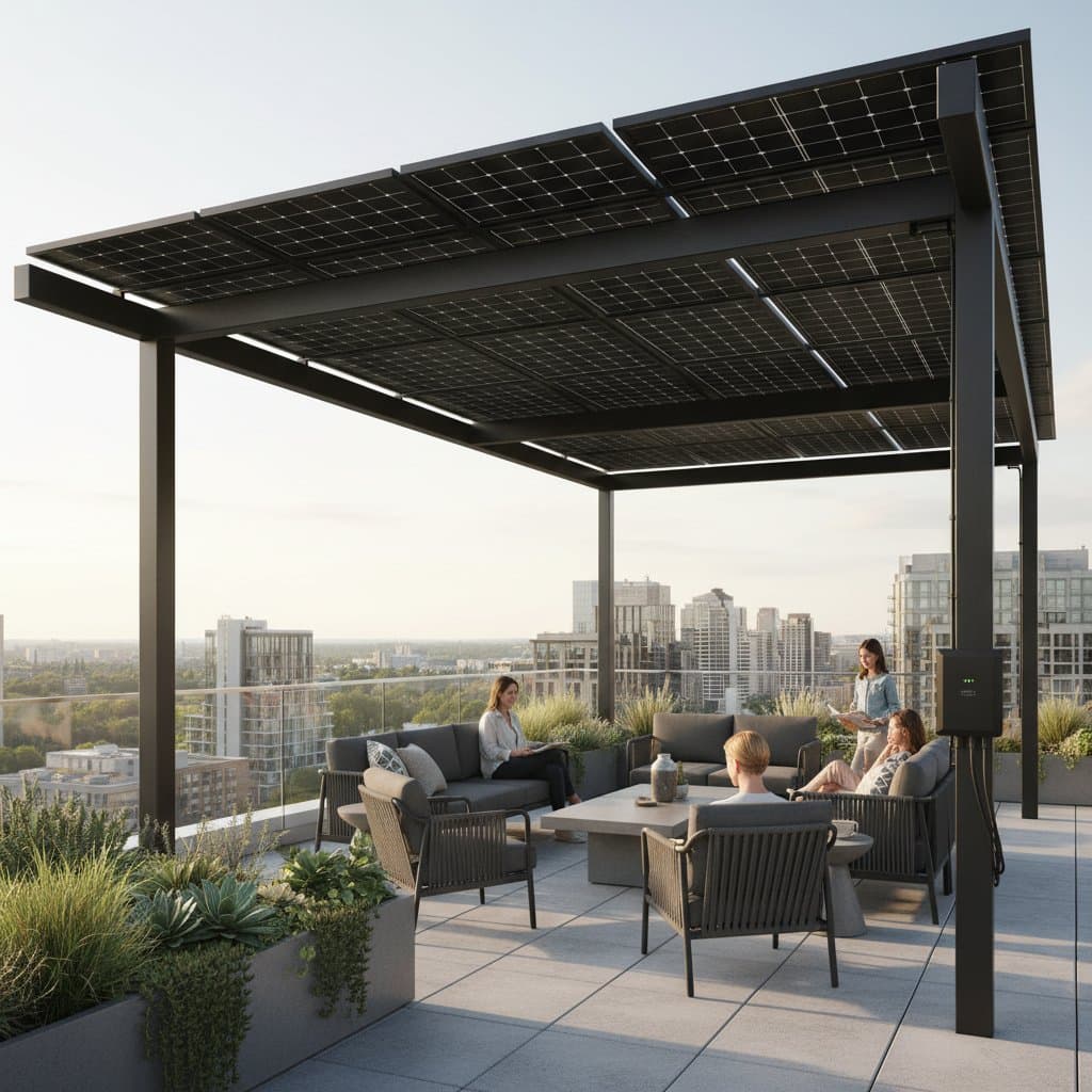 Featured image for Solar Pergolas Turn Rooftops Into Power Sources