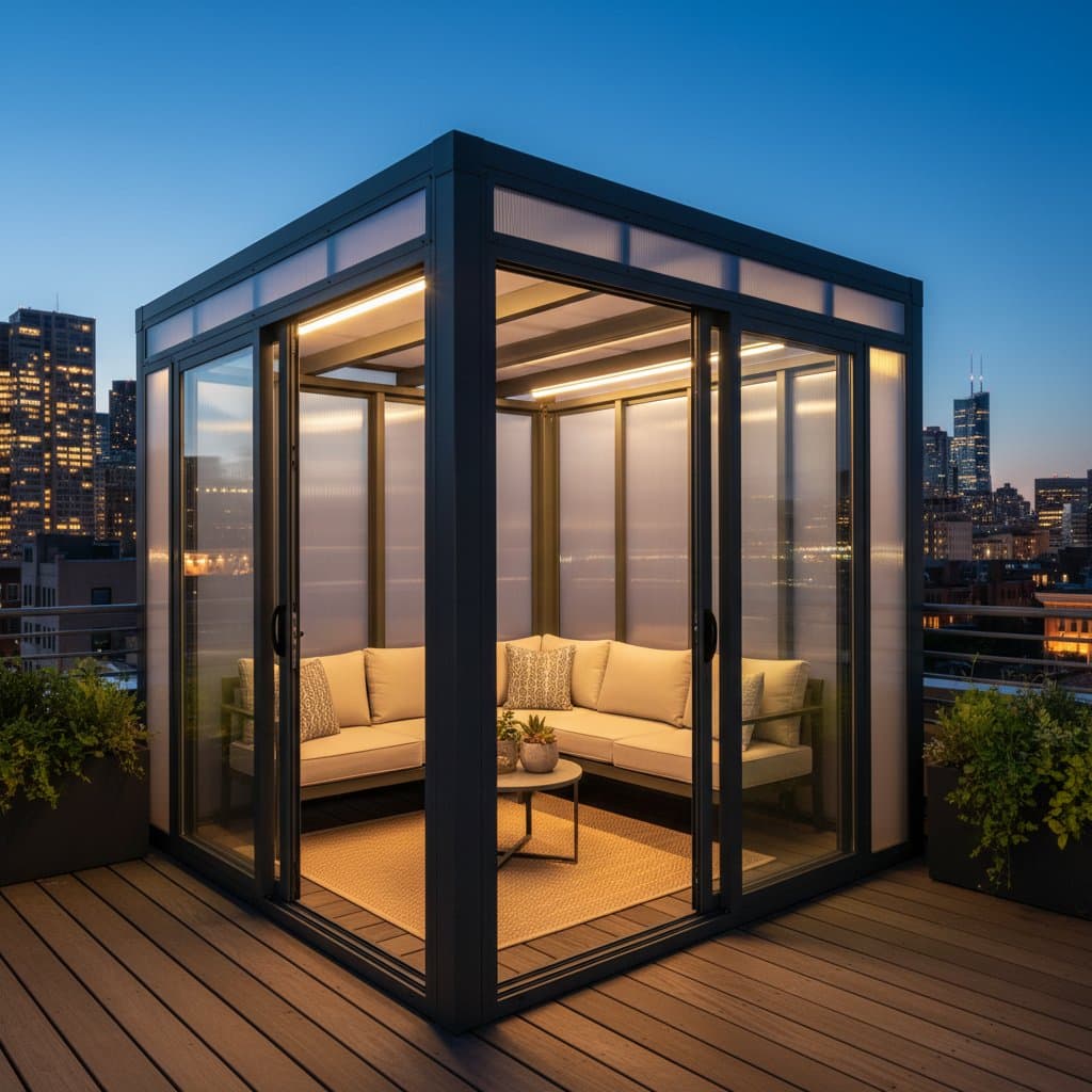 Featured image for Pergola Pods Turn Rooftops into Weatherproof Rooms Under $3K
