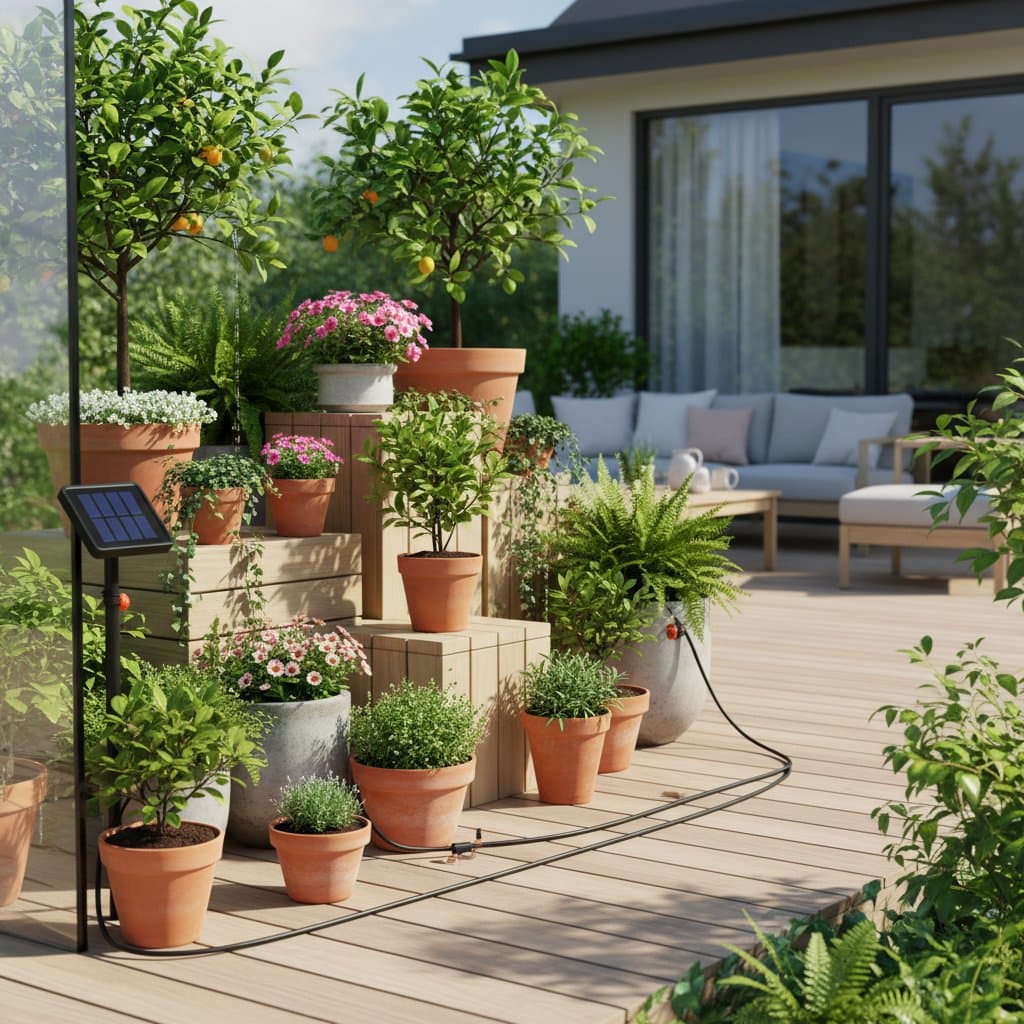 Image for Solar Drip Kits Water Your Deck Plants Automatically