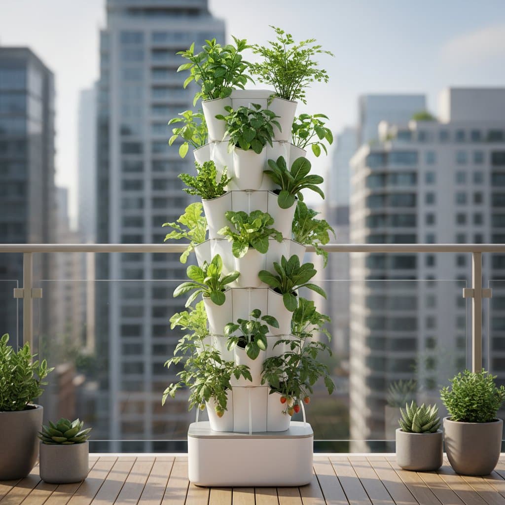 Image for Aeroponic Towers Fit Full Veggie Gardens in 4 Feet