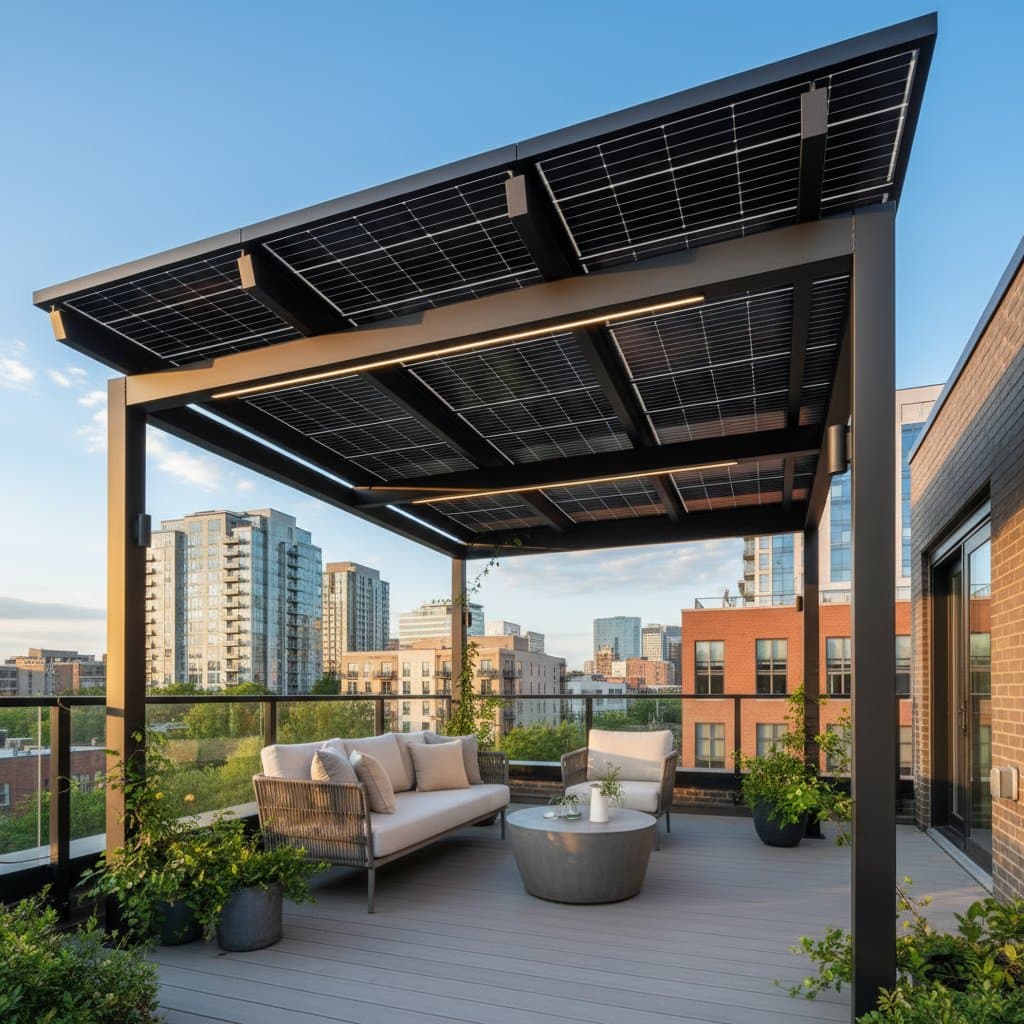 Image for Solar Pergolas Cut City Heat While Powering Your Deck