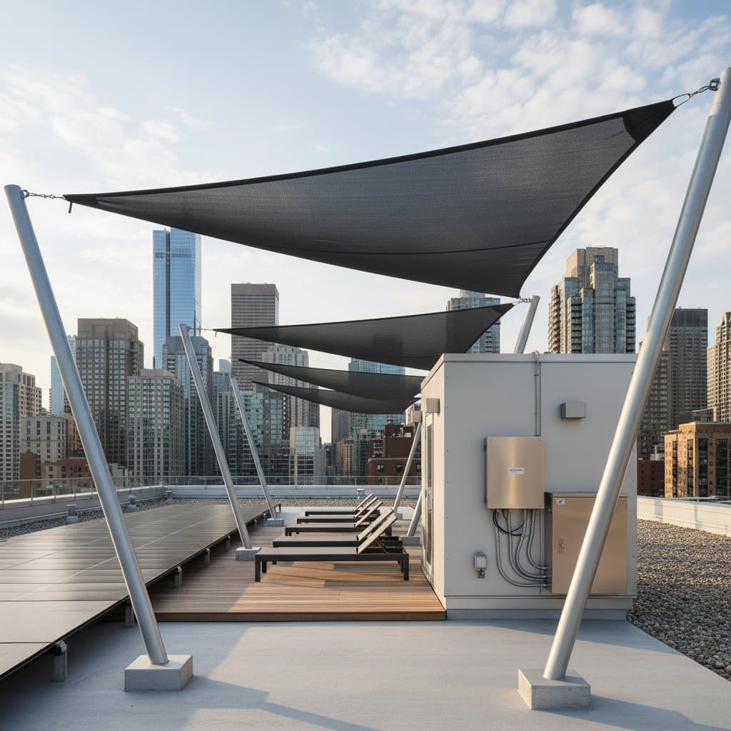 Featured image for Solar Shade Sails Generate Power While Cooling Roofs