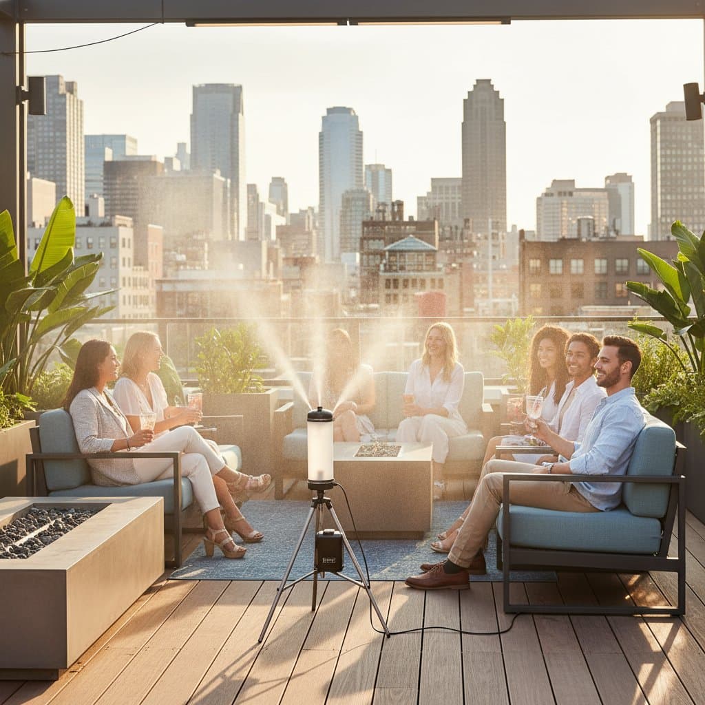 Image for Cordless Misters Drop Rooftop Temps 15 Degrees