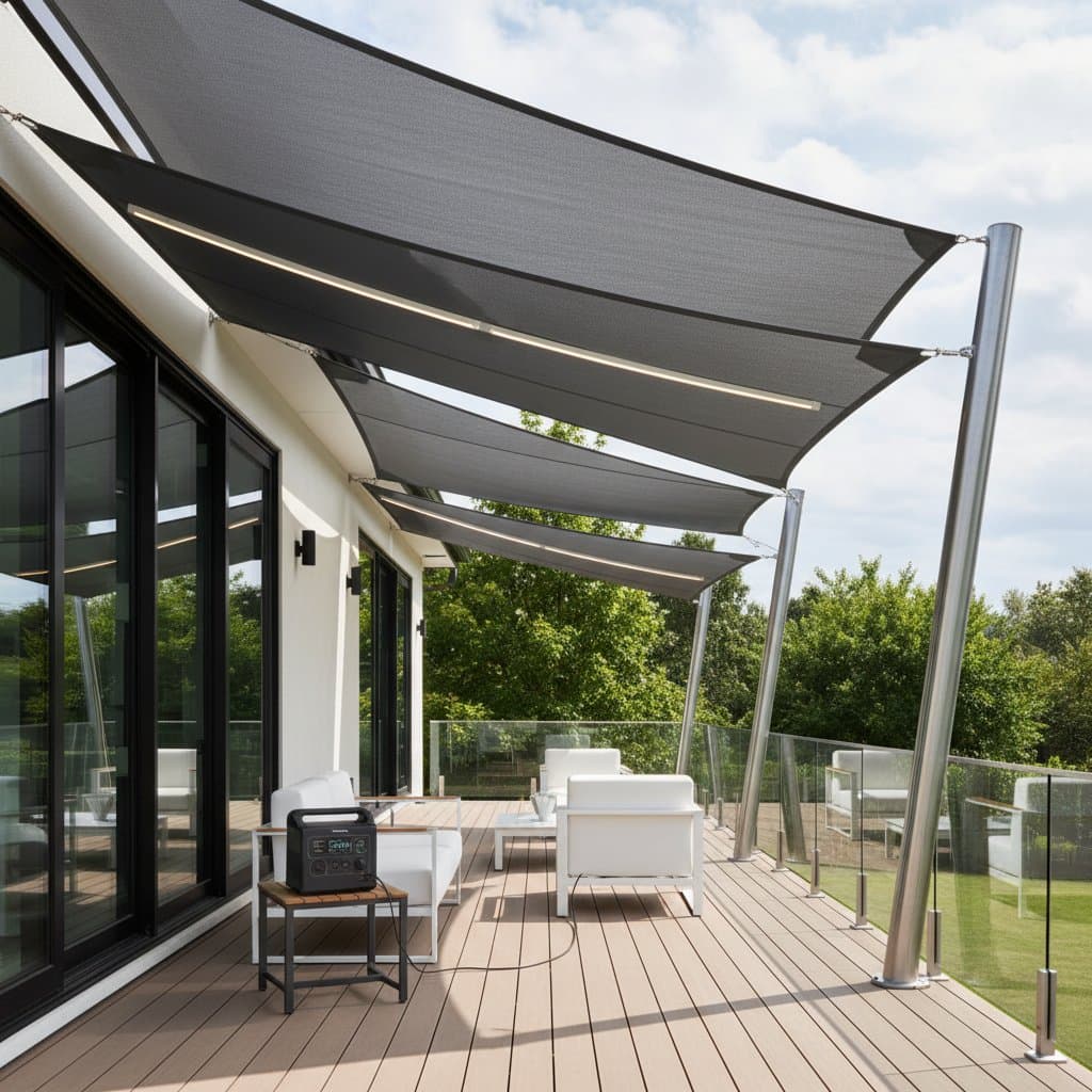 Featured image for Solar Shade Sails Cut Cooling Costs and Power Deck Lights