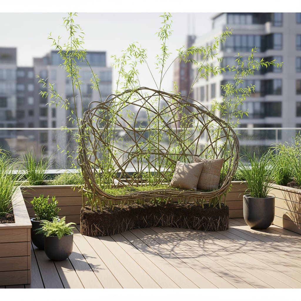 Image for Living Willow Benches Root and Grow Right on Your Deck