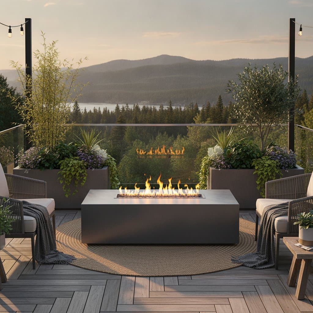 Image for Fire Tables with Planters Save Space and Create Warmth
