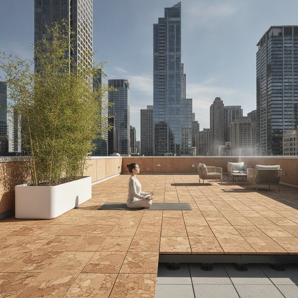 Featured image for Cork Decking Absorbs Urban Noise and Keeps Roofs Cool