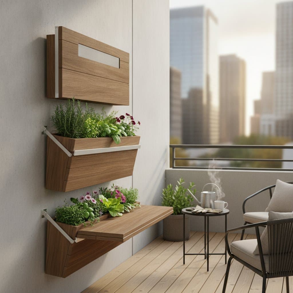 Image for Fold-Down Planters Free Up Two Feet of Balcony Space