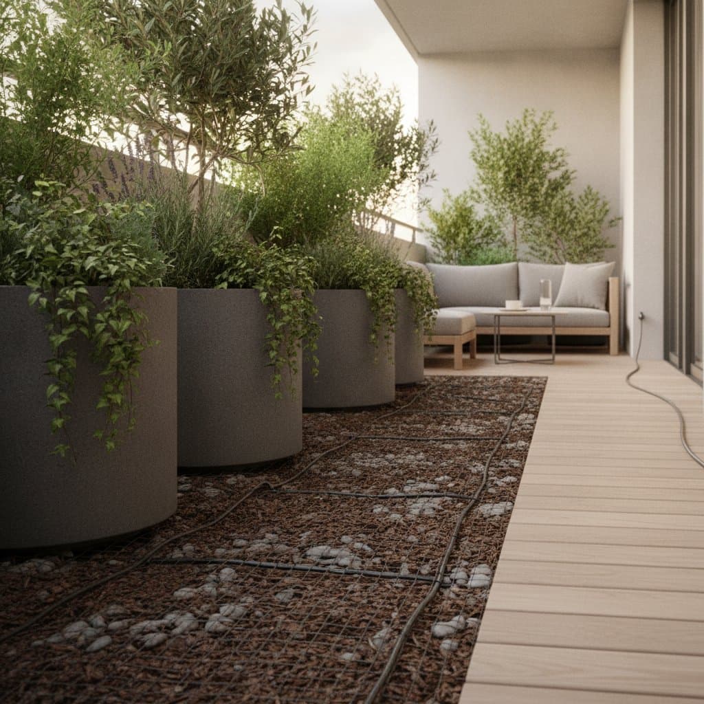 Featured image for Micro-Drip Mesh Hides Below Planters, Cuts Watering
