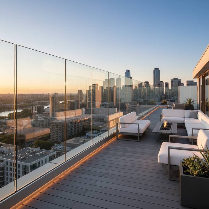 Featured image for Why Glass Railings Dominate Modern Rooftop Designs