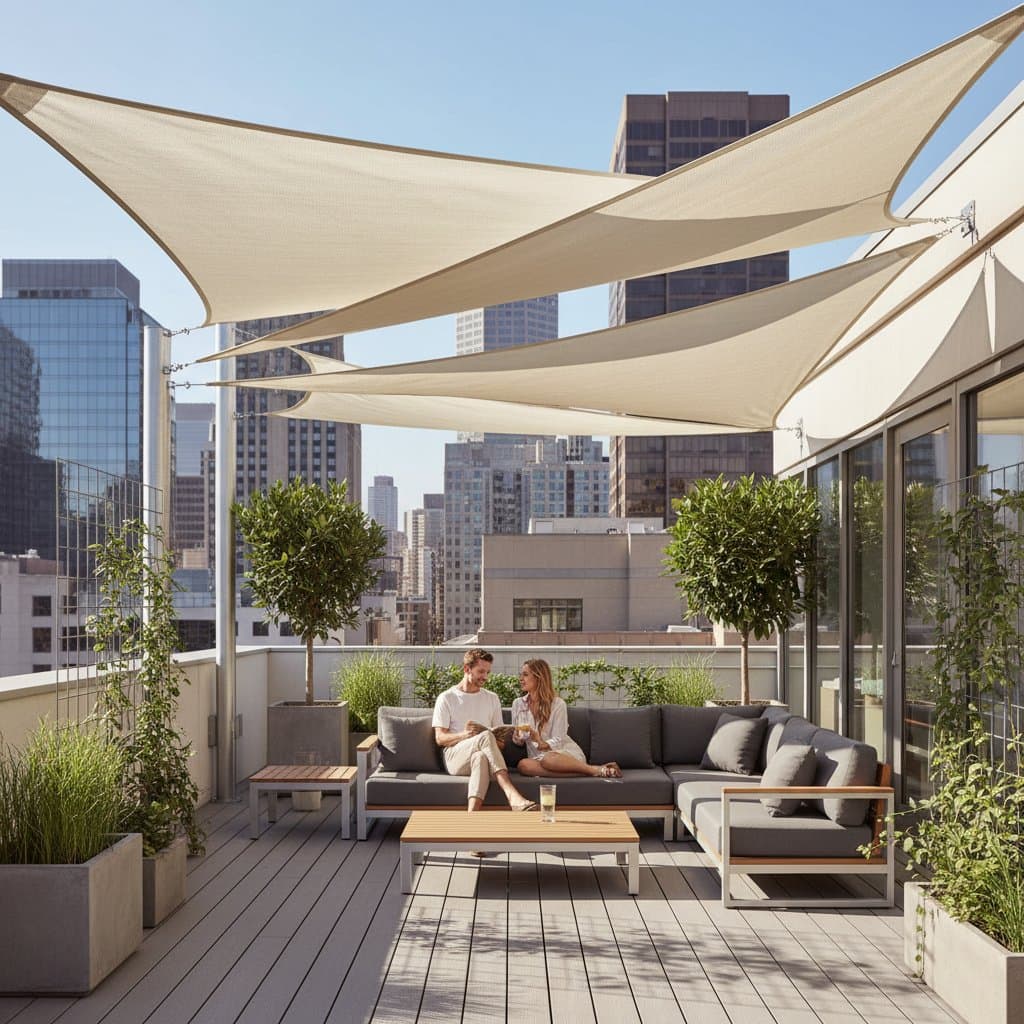 Featured image for Shade Sails Turn Hot Decks Into Cool Urban Retreats