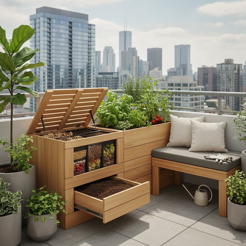 Featured image for Balcony Benches That Turn Scraps Into Soil