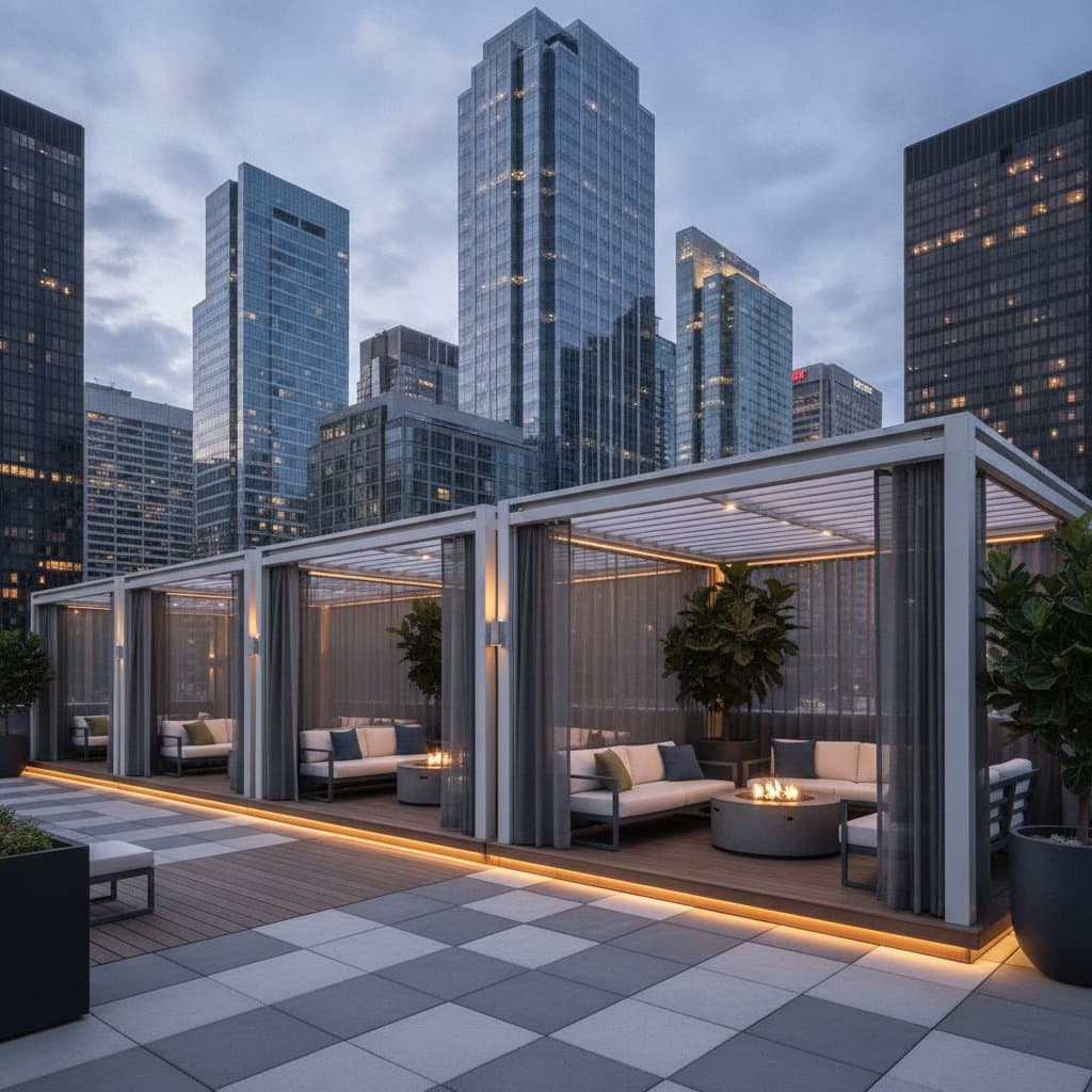 Featured image for Pergola Pods Turn Rooftops Into All-Weather Rooms